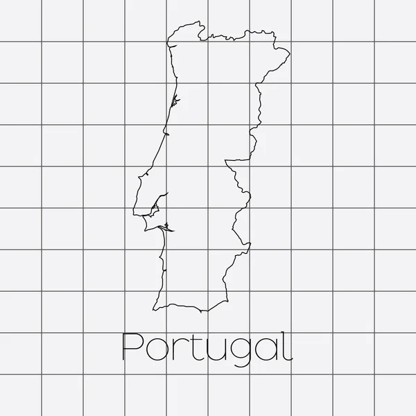 Contexte carré avec la forme du pays du Portugal — Image vectorielle