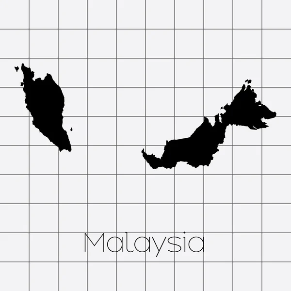 Squared Background with the country shape of Malaysia — Stock Vector