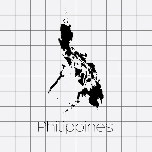 フィリピンの国の形と四角形の背景 — ストックベクタ
