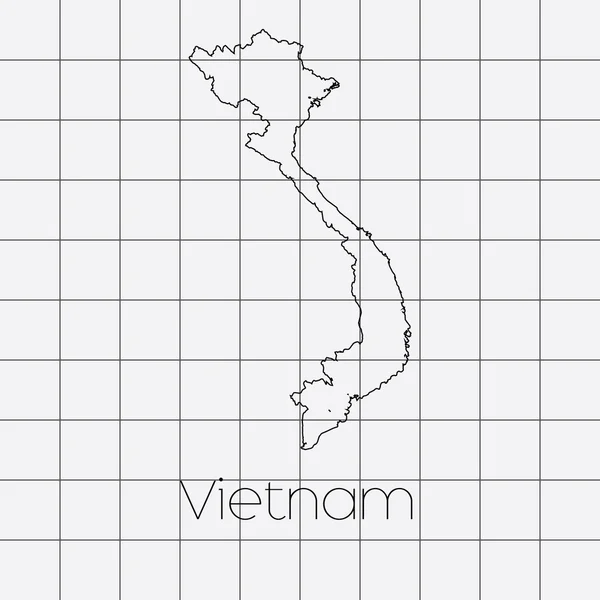 Antecedentes cuadrados con la forma del país de Vietnam — Vector de stock