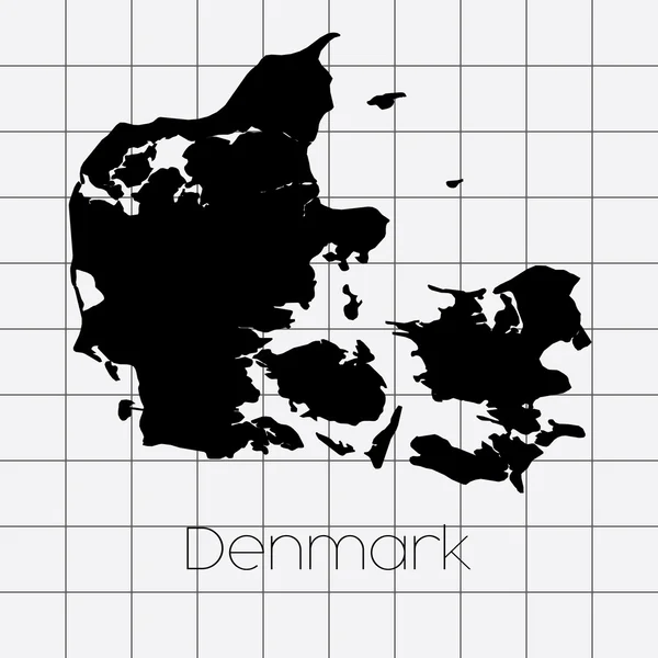 Dániában országba alakja négyszögletes háttér — Stock Vector