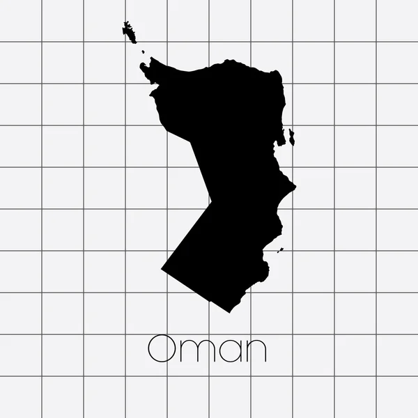 Kwadraat achtergrond met de land vorm van Oman — Stockvector