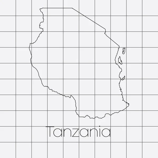 Sfondo quadrato con la forma del paese della Tanzania — Vettoriale Stock