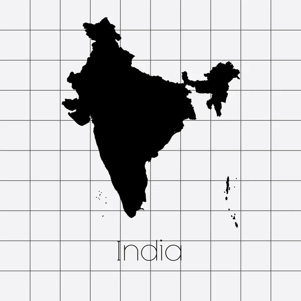 Quadratischer Hintergrund mit der Landesform Indiens — Stockvektor