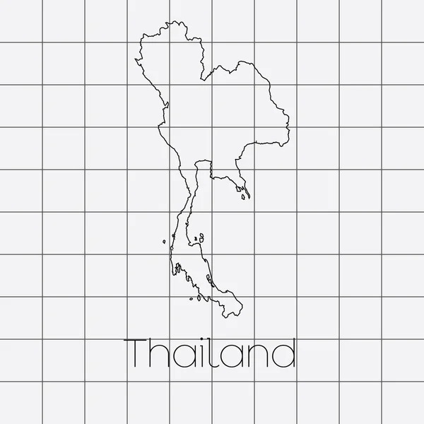 Quadratischer Hintergrund mit der Landesform von Thailand — Stockvektor