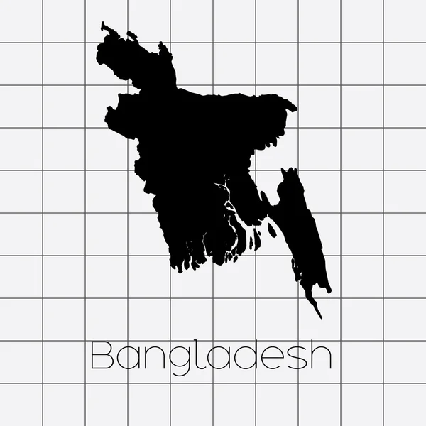 Kwadraat achtergrond met de land vorm van Bangladesh — Stockvector