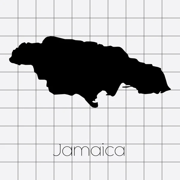 Jamaica ország alakja négyszögletes háttér — Stock Vector