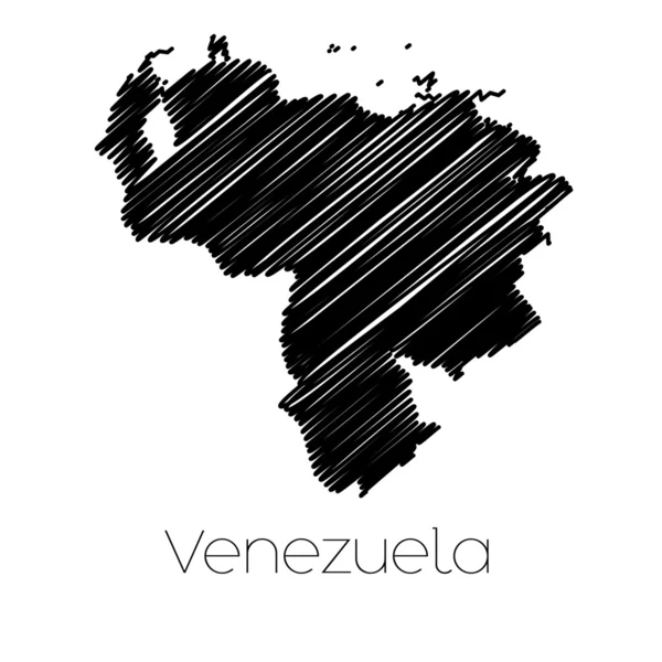 Gekritzelte Landkarte des Landes Venezuela — Stockvektor