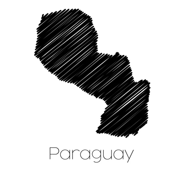 Nabazgrał mapę kraju Paragwaju — Wektor stockowy