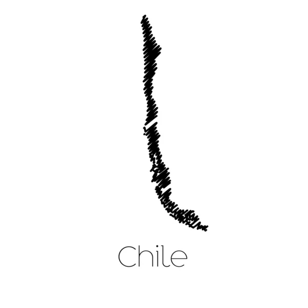 Mapa escrito del país de Chile — Vector de stock