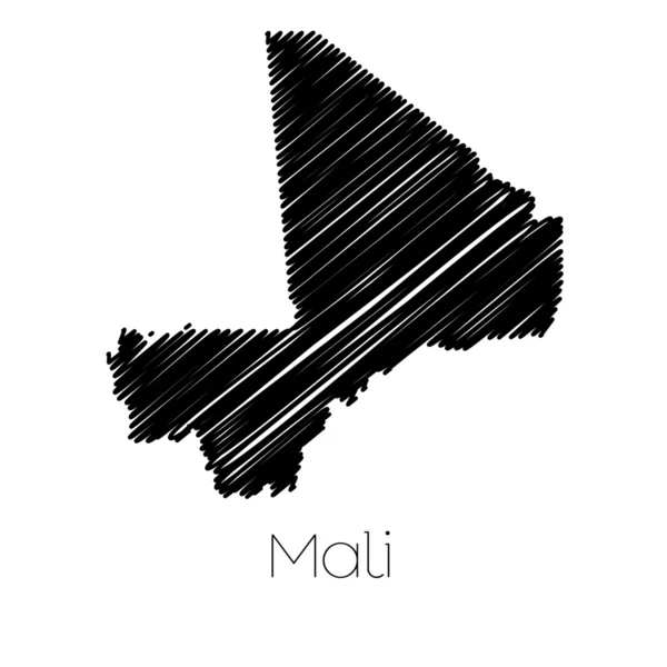 Scarabocchiato Mappa del paese di Mali — Vettoriale Stock