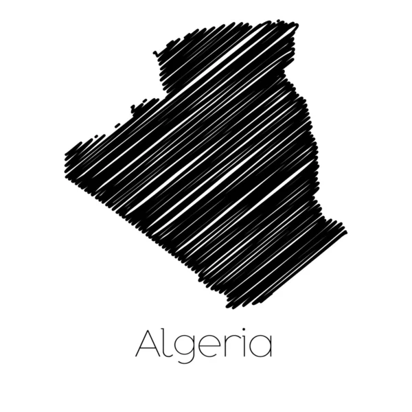 Gekritzelte Landkarte des Landes Algerien — Stockvektor