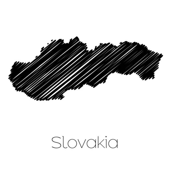 Klottrade karta över landet i Slovakien — Stock vektor