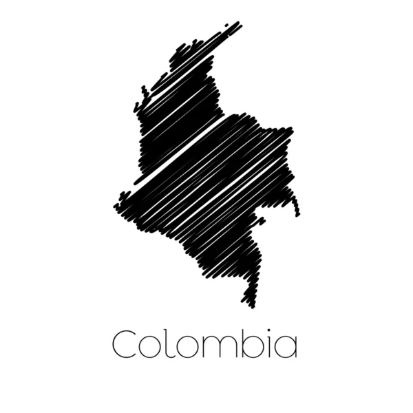 Scribbled Map of the country of  Colombia — Stock Vector