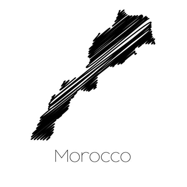 Gekritzelte Landkarte des Landes Marokko — Stockvektor