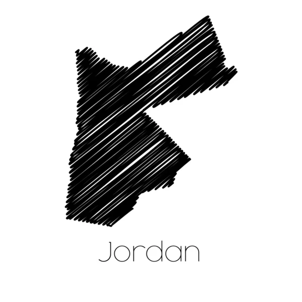 Scribbled kaart van het land van Jordan — Stockvector