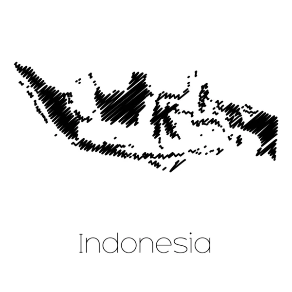 Mapa escrito del país de Indonesia — Vector de stock