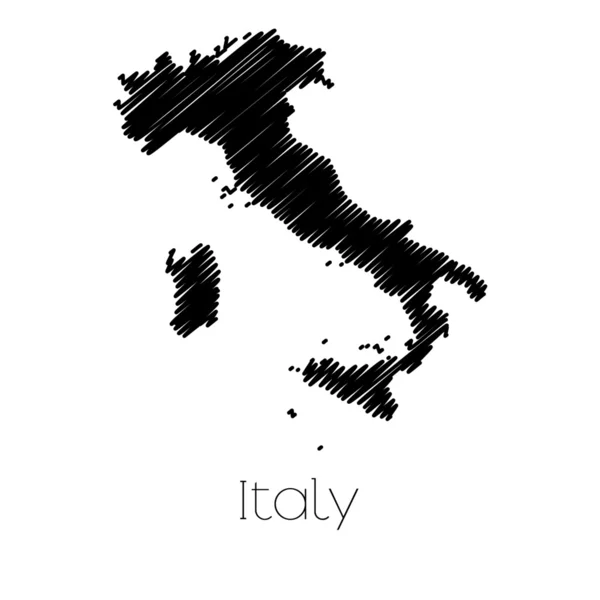 Scribbled kaart van het land van Italië — Stockvector