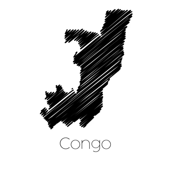 Scarabocchiato Mappa del paese del Congo — Vettoriale Stock