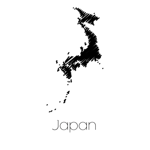 Gekritzelte Landkarte des Landes Japan — Stockvektor