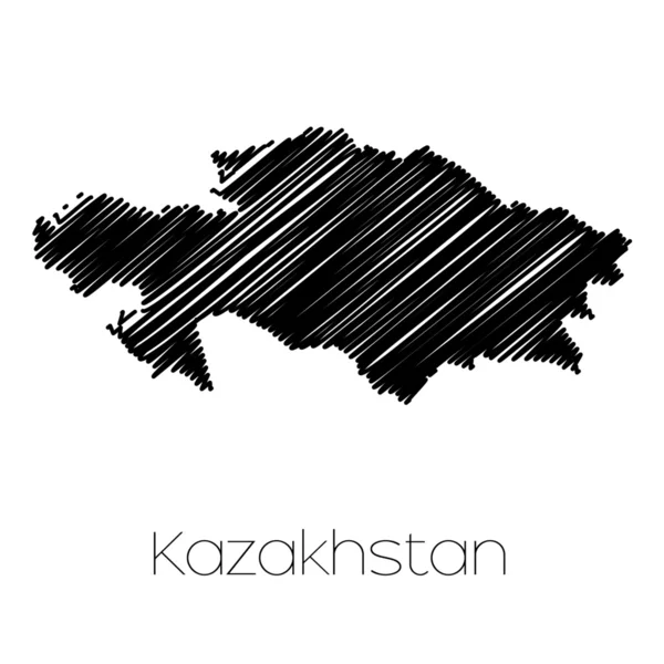 Scribbled Map of the country of  Kazakhstan — Stock Vector