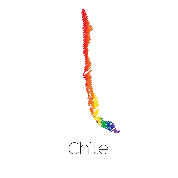 LGBT gekleurde krabbelde vorm van het land van Chili — Stockvector