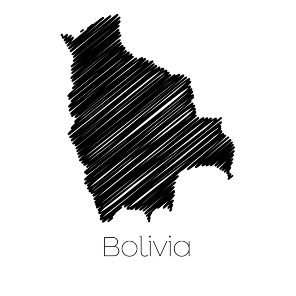 Scribbled kaart van het land van Bolivia — Stockvector