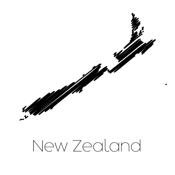 Scribbled Map of the country of  New Zealand — Stock Vector