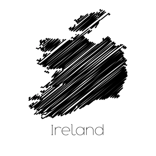 Gekritzelte Landkarte des Landes Irland — Stockvektor