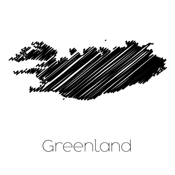 Nabazgrał mapę kraju Grenlandii — Wektor stockowy