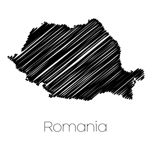 ルーマニアの国の走り書きの地図 — ストックベクタ