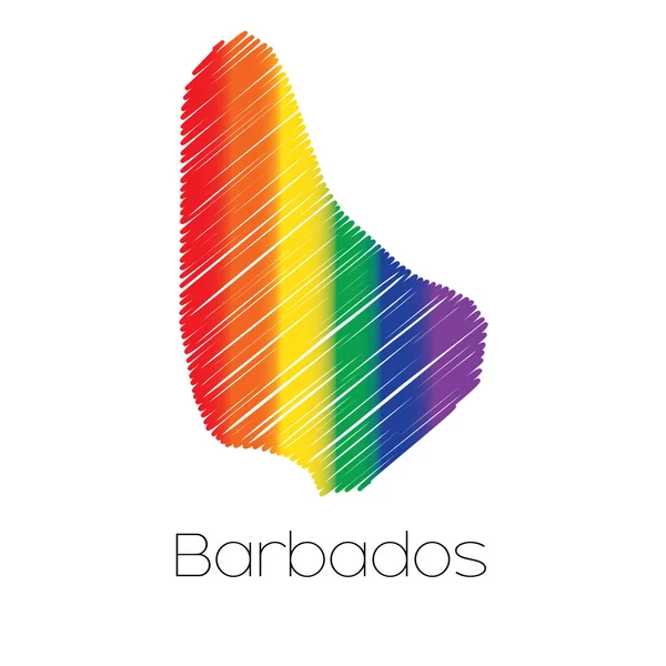 LGBT barevné načmáral tvar země, Barbados — Stockový vektor