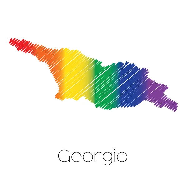 LGBT renkli ülke Gürcistan şeklinde karalanmış — Stok Vektör