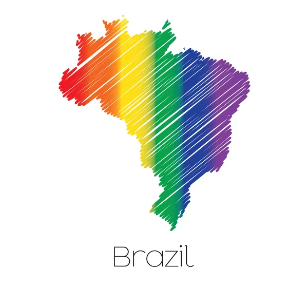 Forma garabateada de color LGBT del país de Brasil — Archivo Imágenes Vectoriales