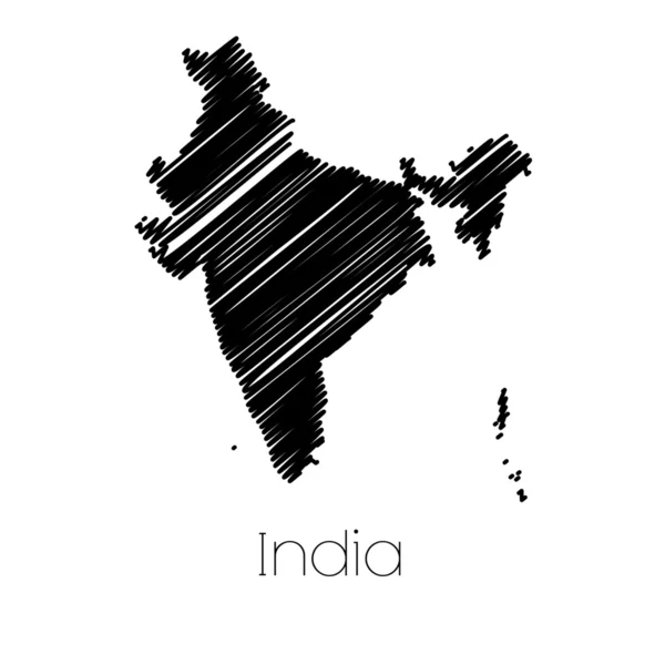 Mapa escrito del país de la India — Vector de stock