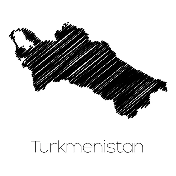 Mapa escrito del país de Turkmenistán — Archivo Imágenes Vectoriales