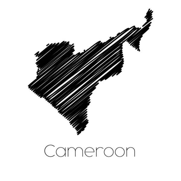 Klottrade karta över landet Kamerun — Stock vektor