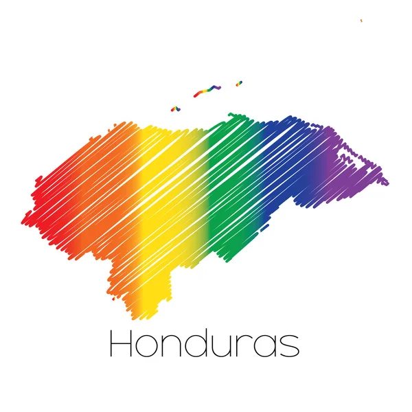 LGBT Coloured Scribbled Shape of the Country of Honduras — Stock Vector