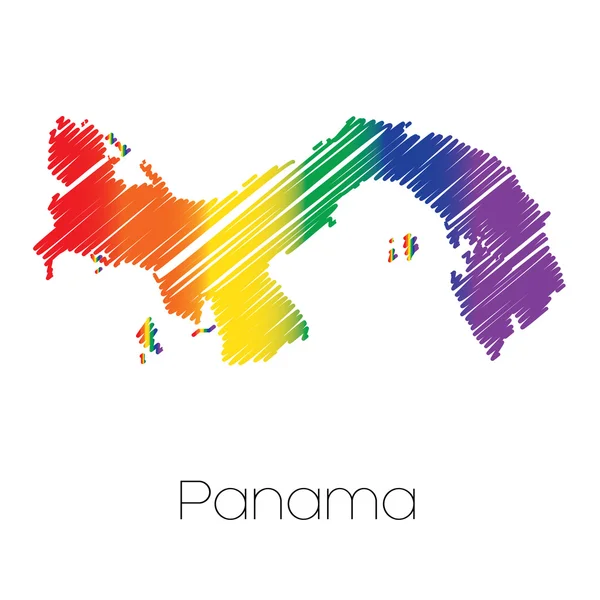 LGBT couleur griffonné forme du pays de Panama — Image vectorielle