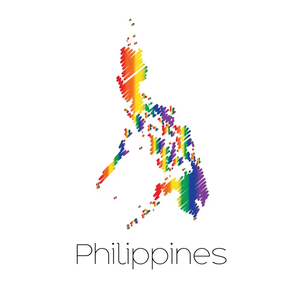 LGBT colorido rabiscado forma do país das Filipinas —  Vetores de Stock