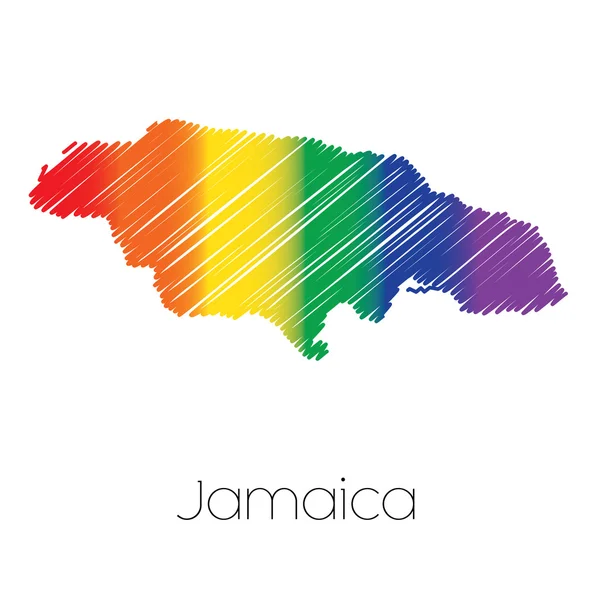 LGBT renkli Jamaika Ülke şeklinde karalanmış — Stok Vektör