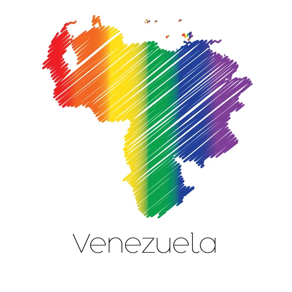 LGBT Coloured Scribbled Shape of the Country of Venezuela — Stock Vector