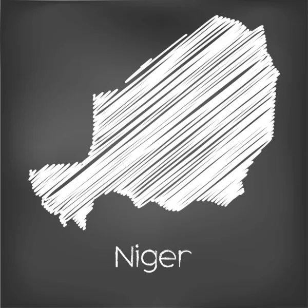 니제르의 국가의 무언가 적 었된 지도 — 스톡 벡터