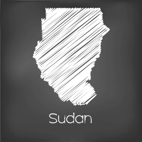 Carte gravée du pays du Soudan — Image vectorielle