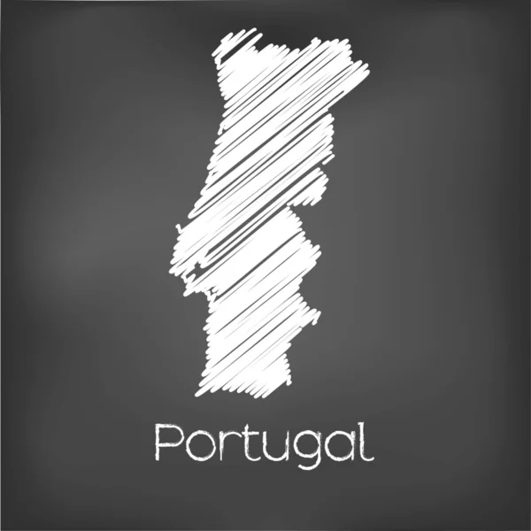 Carte gravée du pays du Portugal — Image vectorielle