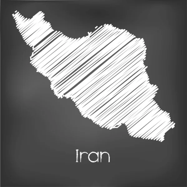 Scribbled kaart van het land van Iran — Stockvector