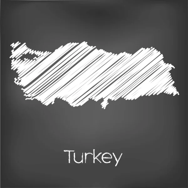 Gekritzelte Landkarte des Landes der Türkei — Stockvektor