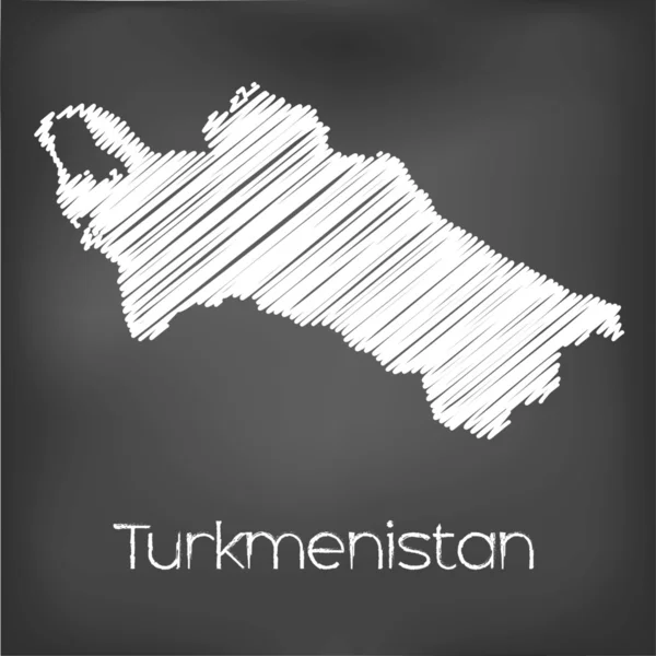 Carte gravée du pays du Turkménistan — Image vectorielle