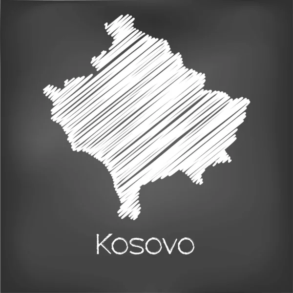 Mapa rabiscado do país do Kosovo — Vetor de Stock