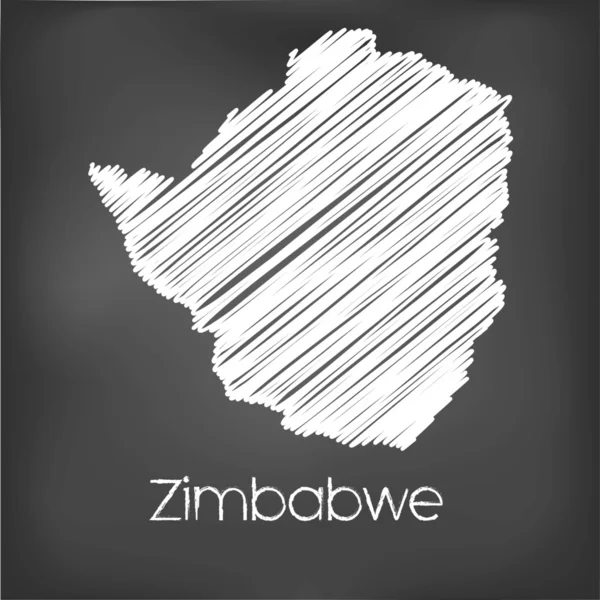Scarabocchiato Mappa del paese di Zimbabwe — Vettoriale Stock